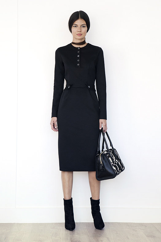 Henley Long-Sleeved Wool Ponte Dress in Black ($695), Rebel Suede Bootie in Black Suede ($895), Seductive Pony Satchel in Grey/Black Leopard Patchwork ($1,495)
Photo courtesy of Tamara Mellon
Henley Long-Sleeved Wool Ponte Dress in Black ($695), Rebel Suede Bootie in Black Suede ($895), Seductive Pony Satchel in Grey/Black Leopard Patchwork ($1,495)
Photo courtesy of Tamara Mellon
