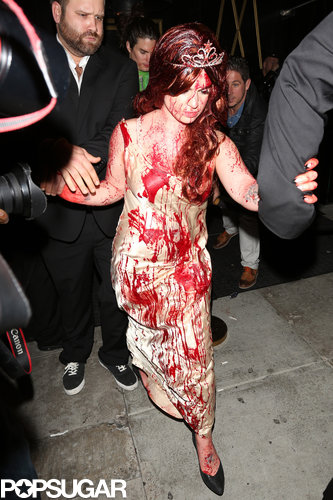 Kelly Osbourne went for a Carrie look for Halloween in LA.
Kelly Osbourne went for a Carrie look for Halloween in LA.