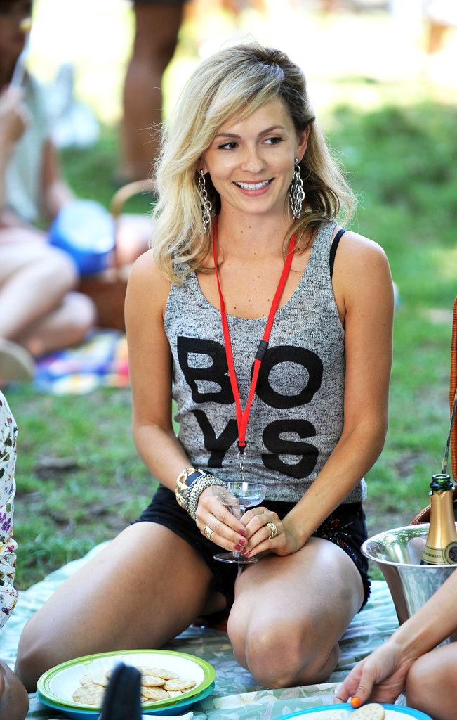 Sam's had boys on her mind, and her shirt, since day one. Style this Boys Urban Outfitters tank ($59) with these embellished denim cutoffs from Olsenboye ($20, originally $40) to nail her glam-rock style.
Sam's had boys on her mind, and her shirt, since day one. Style this Boys Urban Outfitters tank ($59) with these embellished denim cutoffs from Olsenboye ($20, originally $40) to nail her glam-rock style.