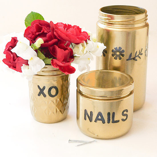 Gold Spray-Painted Jars Gold Spray-Painted Jars