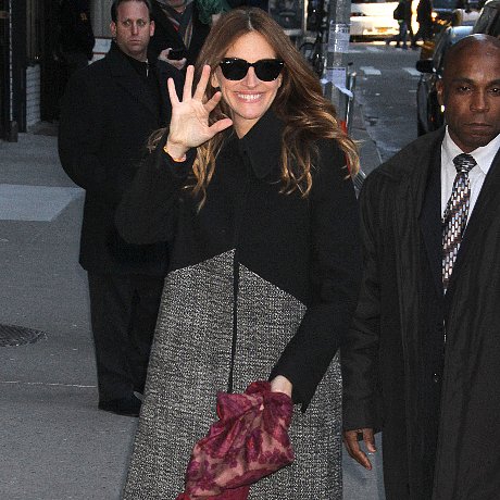 Julia Roberts Tweed Coat and Snakeskin Heels Julia Roberts Tweed Coat and Snakeskin Heels