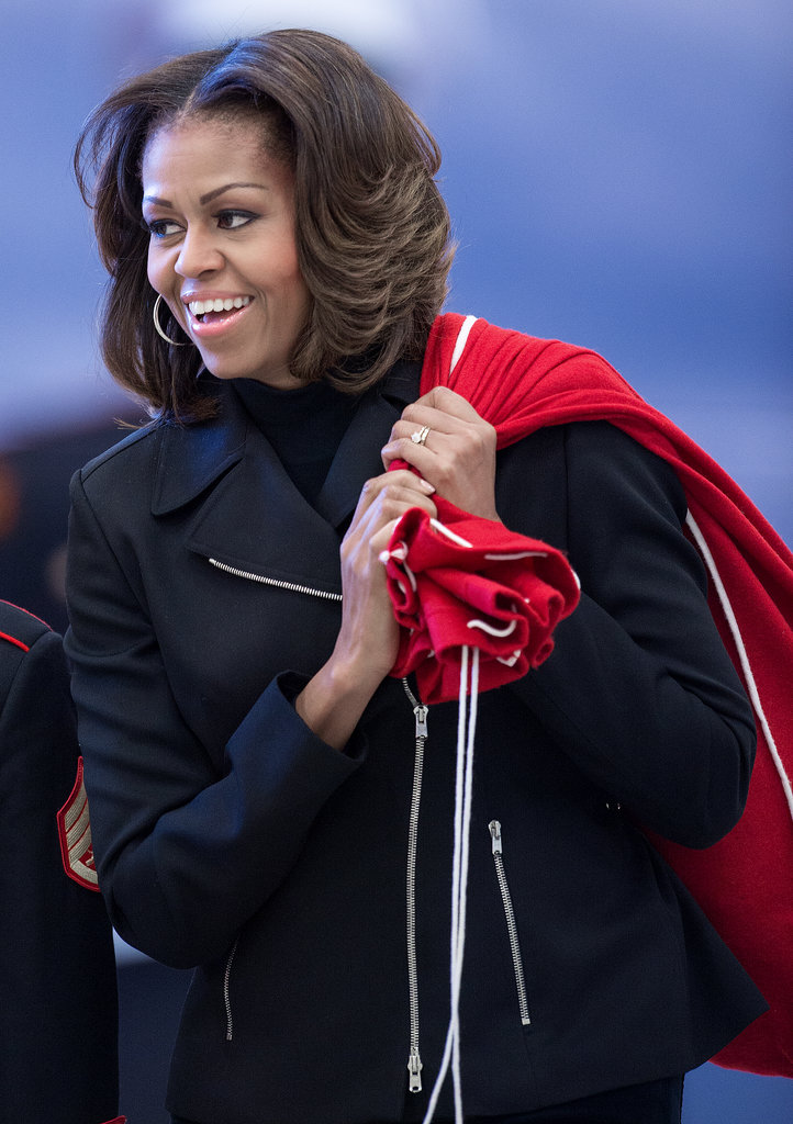 Michelle Obama did her best Mrs. Claus for the toy drive. Michelle Obama did her best Mrs. Claus for the toy drive.