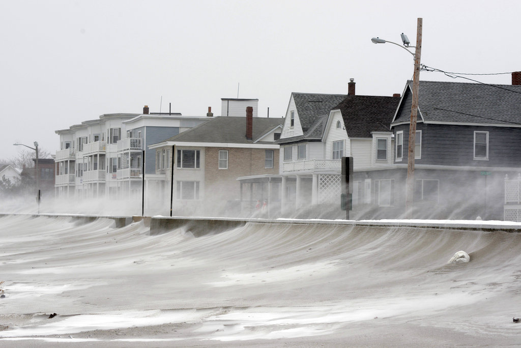 Areas north of Boston saw nearly two feet of snow during the first night of the storm, and strong winds blew snow across the beach in Winthrop, MA. Areas north of Boston saw nearly two feet of snow during the first night of the storm, and strong winds blew snow across the beach in Winthrop, MA.