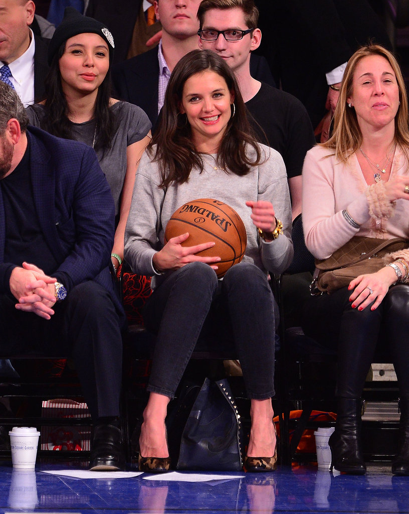 Katie Holmes attended a Knicks game in NYC on Thursday. Katie Holmes attended a Knicks game in NYC on Thursday.