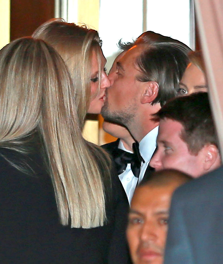 Leo Celebrates His Golden Globe Win With a Special Kiss Leo Celebrates His Golden Globe Win With a Special Kiss