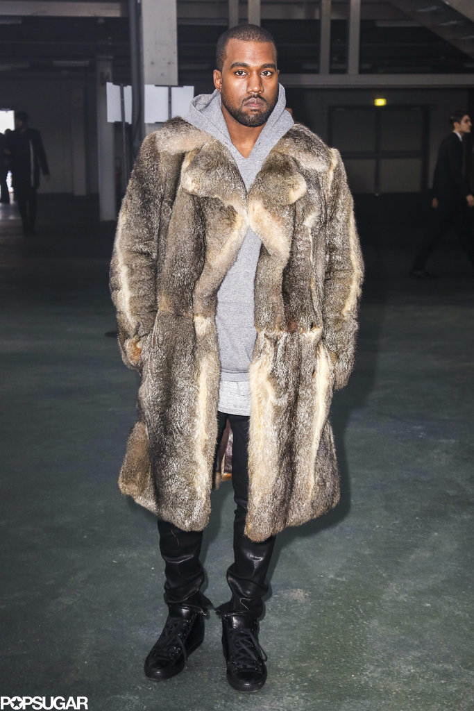 Kanye West rocked a fur coat at Paris Fashion Week on Friday. Kanye West rocked a fur coat at Paris Fashion Week on Friday.