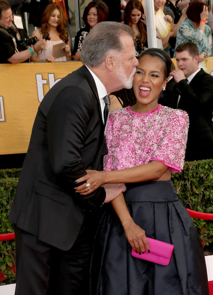 At the Screen Actors Guild Awards, Kerry Washington couldn't resist a kiss from Taylor Hackford.
At the Screen Actors Guild Awards, Kerry Washington couldn't resist a kiss from Taylor Hackford.