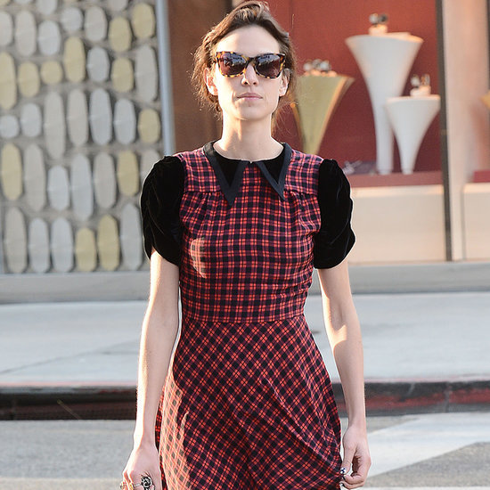 Alexa Chung's Red Plaid Dress and Charlotte Olympia Flats Alexa Chung's Red Plaid Dress and Charlotte Olympia Flats