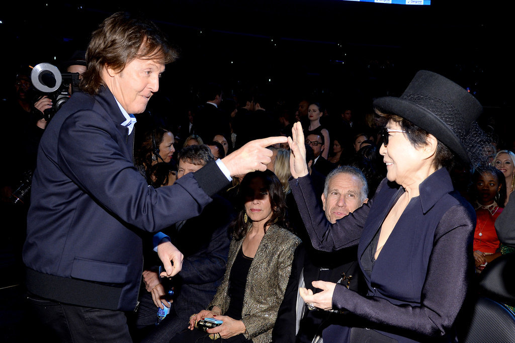 At the Grammys, Yoko Ono and Paul McCartney shared a moment.
At the Grammys, Yoko Ono and Paul McCartney shared a moment.