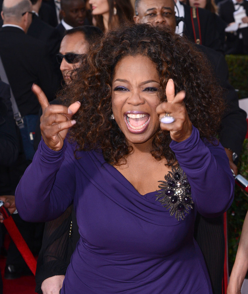 Oprah was all smiles and pointer fingers as she arrived on the SAG Awards red carpet in 2014.
