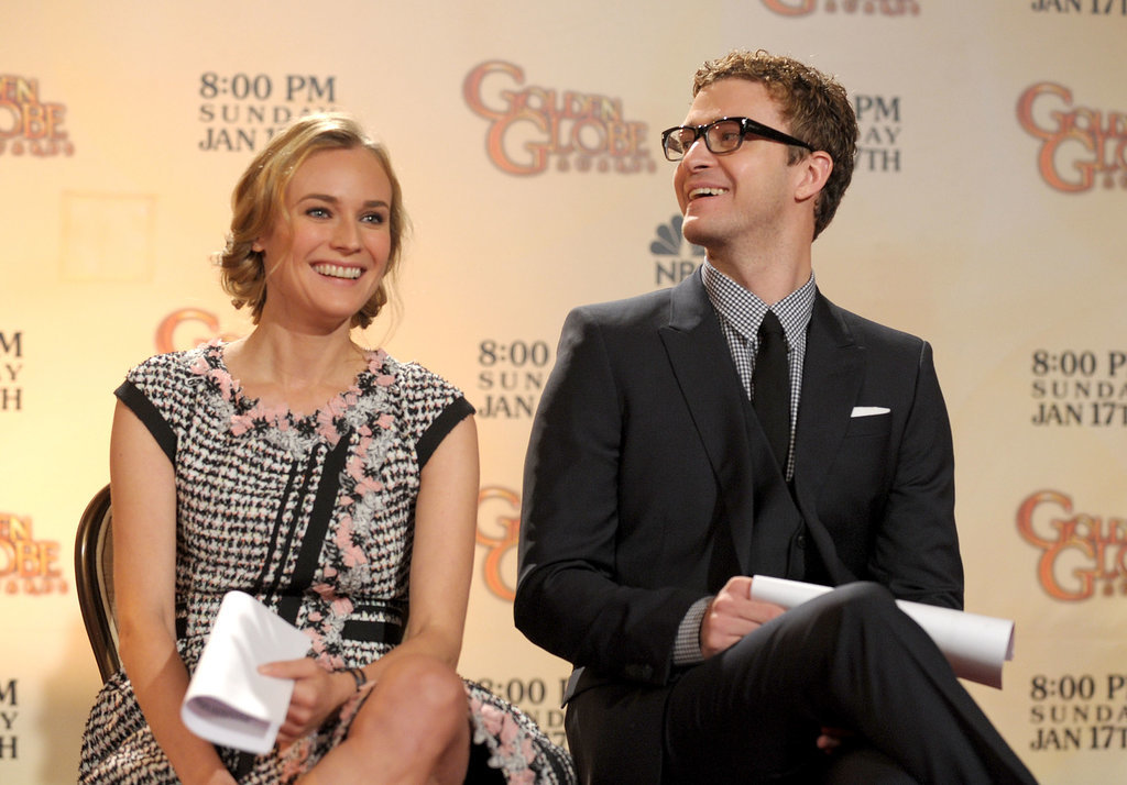 Justin Timberlake joined Diane Kruger to announce the 2011 Golden Globe nominations in LA.
Justin Timberlake joined Diane Kruger to announce the 2011 Golden Globe nominations in LA.