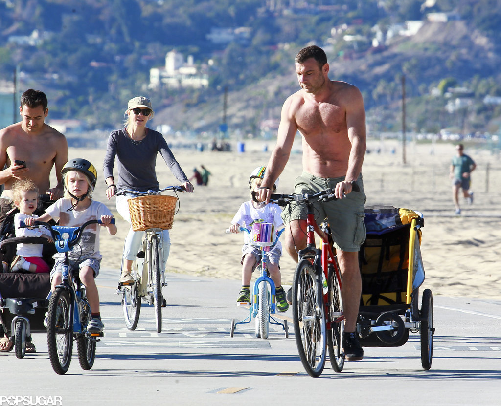 Liev Schreiber Goes Shirtless For a Family Bike Ride Liev Schreiber Goes Shirtless For a Family Bike Ride