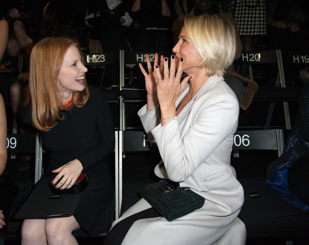 Jessica Chastain and Cameron Diaz were so excited at Giorgio Armani in January 2012.
Jessica Chastain and Cameron Diaz were so excited at Giorgio Armani in January 2012.