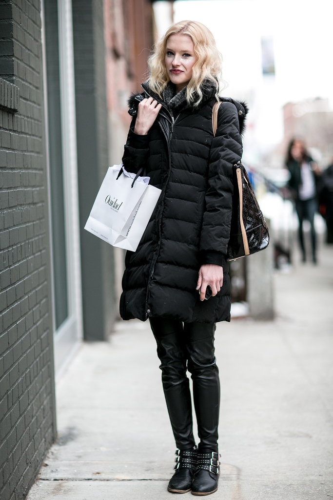 She more than made up for a basic jacket with a pair of buckled boots. 
