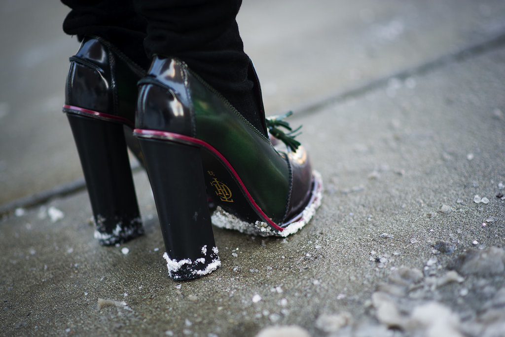 A chic alternative to the pump? A pair of heavy-soled loafers.
A chic alternative to the pump? A pair of heavy-soled loafers.