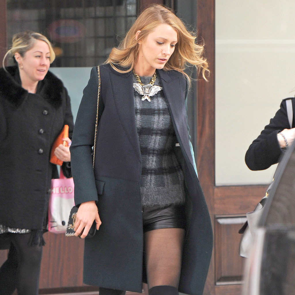 Blake Lively Wearing Leather Shorts in NYC Blake Lively Wearing Leather Shorts in NYC