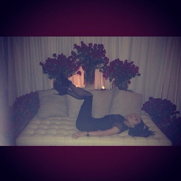 Kim shared a photo from the couple's Valentine's Day, captioning this shot with "a thousand roses."
Source: Instagram user kimkardashian Kim shared a photo from the couple's Valentine's Day, captioning this shot with "a thousand roses."
Source: Instagram user kimkardashian