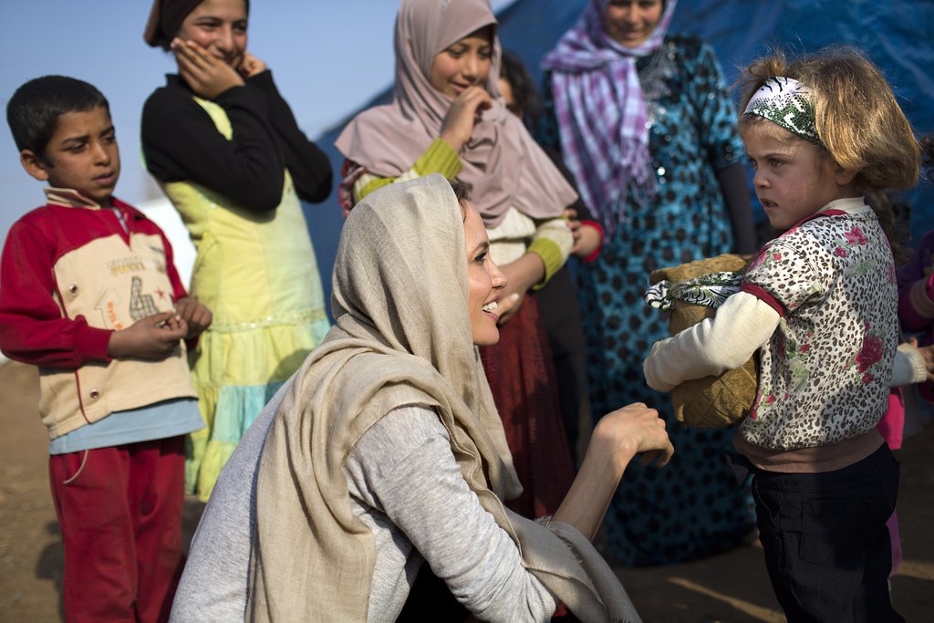 Angelina visited a Syrian refugee camp in Zahle, Lebanon. Angelina visited a Syrian refugee camp in Zahle, Lebanon.
