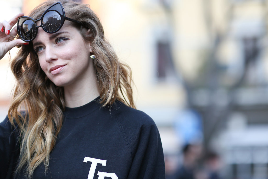 Chiara Ferragni has some serious cat-eye shades.
Chiara Ferragni has some serious cat-eye shades.