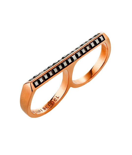 Henri Bendel Pavé Deco Bar Double Ring Henri Bendel Pavé Deco Bar Double Ring