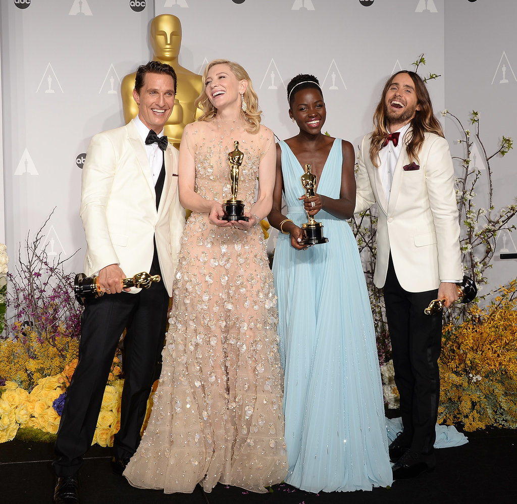 The press room was the place to be with winners Matthew McConaughey, Cate Blanchett, Lupita Nyong'o, and Jared Leto posing with their statues.
The press room was the place to be with winners Matthew McConaughey, Cate Blanchett, Lupita Nyong'o, and Jared Leto posing with their statues.