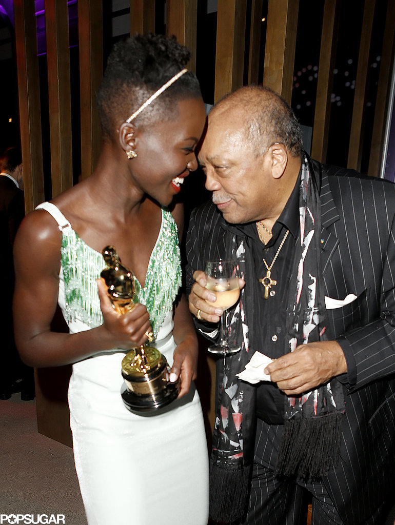 Lupita Nyong'o shared a winning moment with Quincy Jones at the Vanity Fair afterparty.
Lupita Nyong'o shared a winning moment with Quincy Jones at the Vanity Fair afterparty.