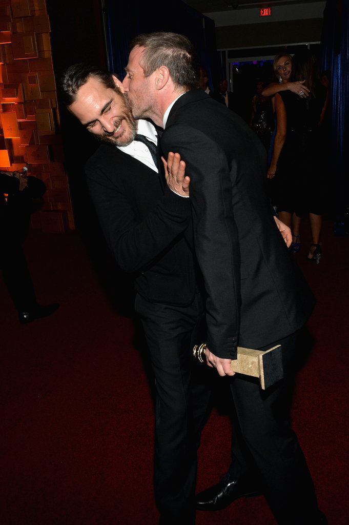 Spike Jonze kissed Joaquin Phoenix at a Golden Globes afterparty.
Spike Jonze kissed Joaquin Phoenix at a Golden Globes afterparty.