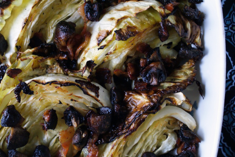 Roasted Cabbage with Mushrooms and Bacon Roasted Cabbage with Mushrooms and Bacon