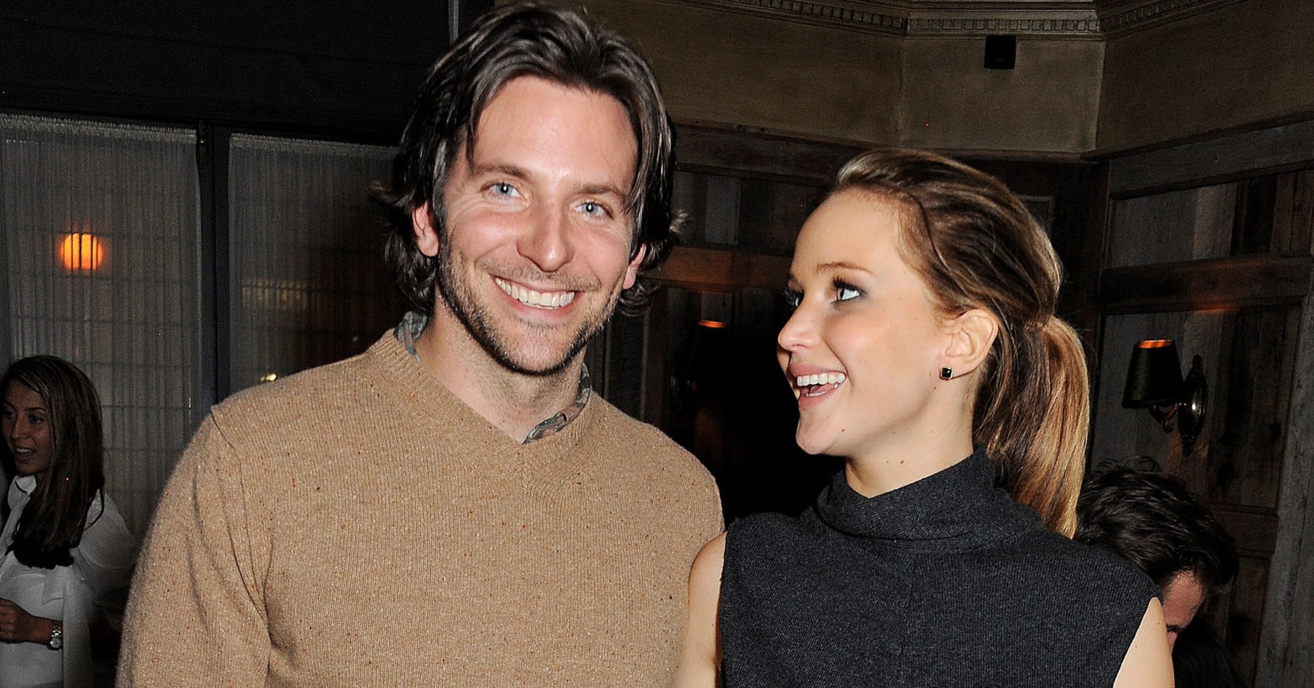 Bradley Cooper and Jennifer Lawrence at London Dinner POPSUGAR Celebrity