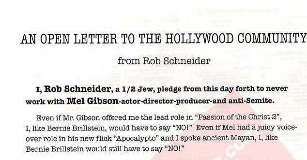 Rob Schneider's Attempt to Be A Part of Melgate Rob Schneider's Attempt to Be A Part of Melgate