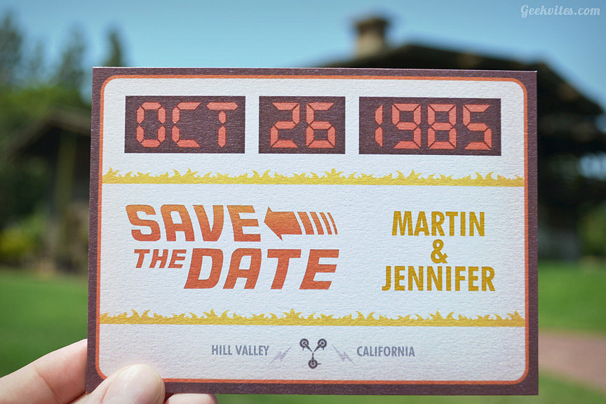 Stop searching for the perfect invites, because these Back to the Future announcements ($90 for 50) are unlike anything your guests have seen.
Stop searching for the perfect invites, because these Back to the Future announcements ($90 for 50) are unlike anything your guests have seen.