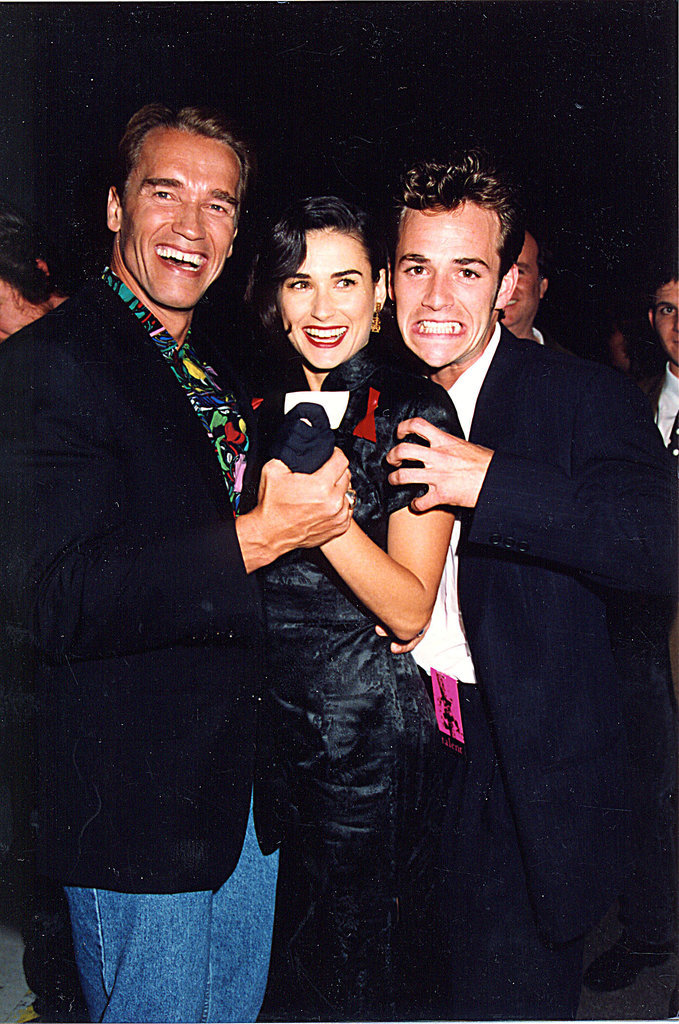 Luke Perry and Arnold Schwarzenegger were part of a Demi Moore sandwich. Luke Perry and Arnold Schwarzenegger were part of a Demi Moore sandwich.