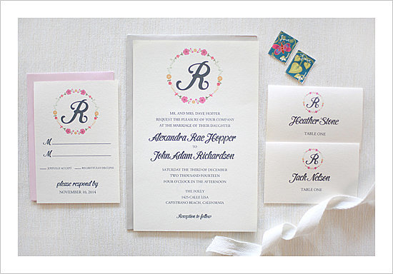Floral Monogram Wedding Invitation Floral Monogram Wedding Invitation