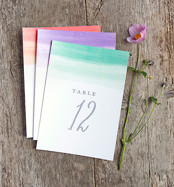 Color-Wash Table Numbers Color-Wash Table Numbers