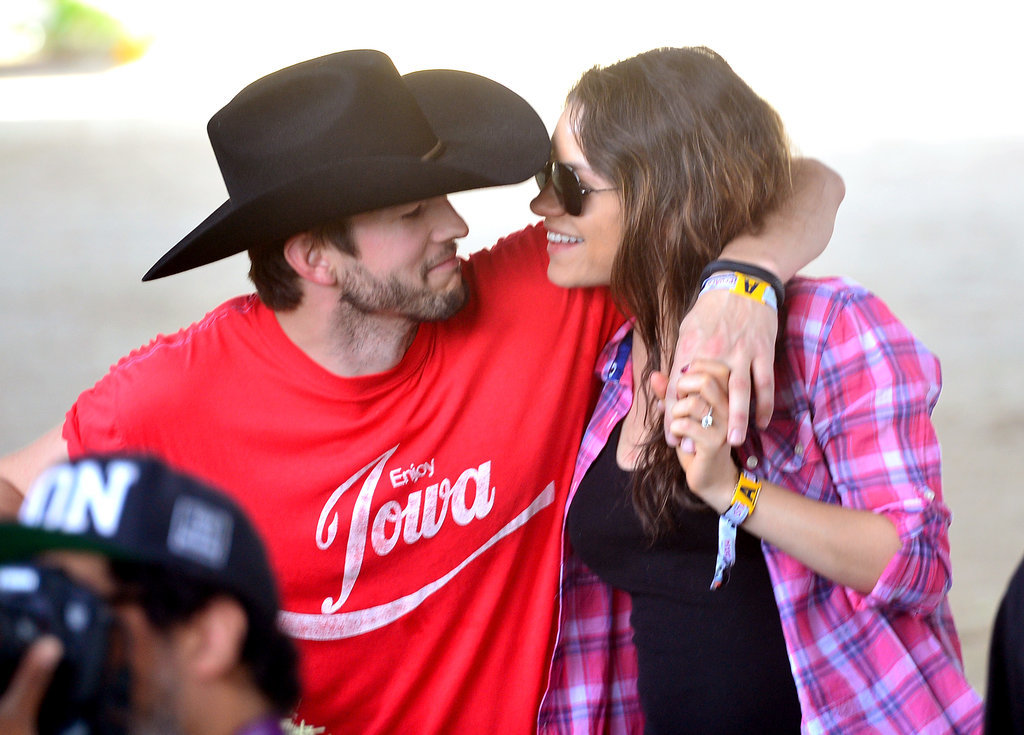 Ashton Kutcher and Mila Kunis couldn't have been any cuter at the Stagecoach Country Music Festival, where Mila showed off her baby bump. Ashton Kutcher and Mila Kunis couldn't have been any cuter at the Stagecoach Country Music Festival, where Mila showed off her baby bump.