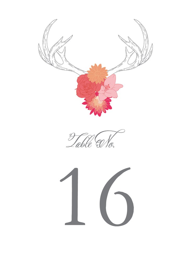 Antlers Table Numbers and Place Cards Antlers Table Numbers and Place Cards