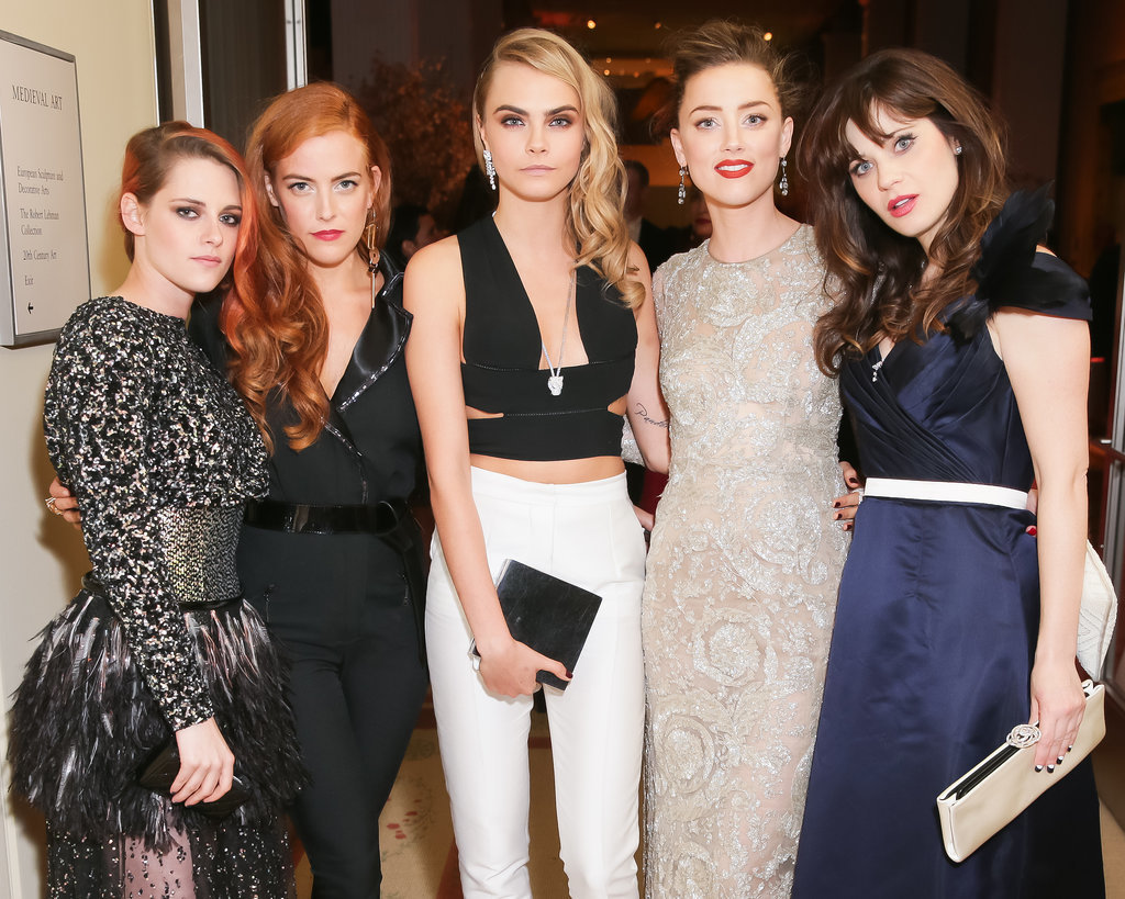 Kristen Stewart, Riley Keough, Cara Delevingne, Amber Heard, and Zooey Deschanel met up for a snap.
Kristen Stewart, Riley Keough, Cara Delevingne, Amber Heard, and Zooey Deschanel met up for a snap.