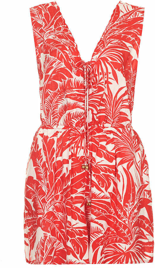 Topshop Palm-Print Playsuit Topshop Palm-Print Playsuit