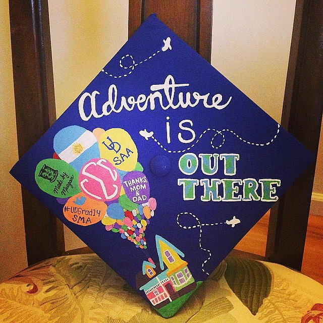 This is a popular way to decorate grad caps, inspired by Up.
Source: Instagram user mawalsh
This is a popular way to decorate grad caps, inspired by Up.
Source: Instagram user mawalsh