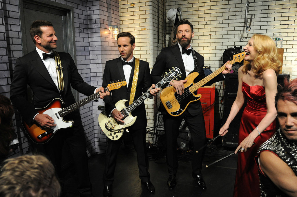 Bradley Cooper, Alessandro Nivola, Hugh Jackman, and Patricia Clarkson had a jam session backstage at the Tony Awards on Sunday in NYC.
Bradley Cooper, Alessandro Nivola, Hugh Jackman, and Patricia Clarkson had a jam session backstage at the Tony Awards on Sunday in NYC.