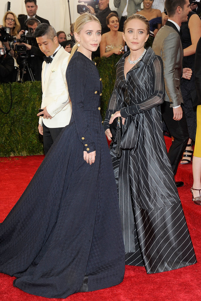 Twinning combo: At the 2014 Met Gala, the Olsens went vintage and voluminous.
Ashley donned a military-inspired Gianfranco Ferré featuring a luxe jacquard texture.
Mary-Kate floated down the famous steps in striped Chanel.
Twinning combo: At the 2014 Met Gala, the Olsens went vintage and voluminous.
Ashley donned a military-inspired Gianfranco Ferré featuring a luxe jacquard texture.
Mary-Kate floated down the famous steps in striped Chanel.