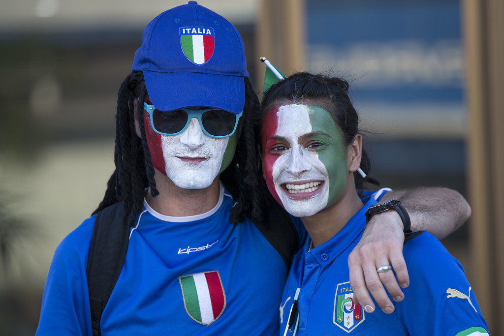 Italy fans painted their faces for the country's game against England.
Italy fans painted their faces for the country's game against England.