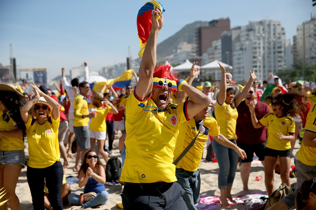 Colombia fans in Rio de Janeiro, Brazil, screamed and cheered when their team scored a goal.
Colombia fans in Rio de Janeiro, Brazil, screamed and cheered when their team scored a goal.
