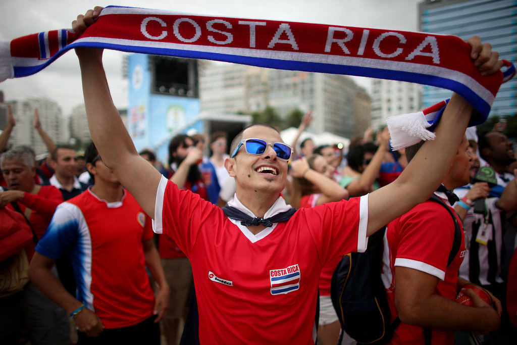 Costa Rican fans celebrated the team's win against Italy in Brazil.
Costa Rican fans celebrated the team's win against Italy in Brazil.