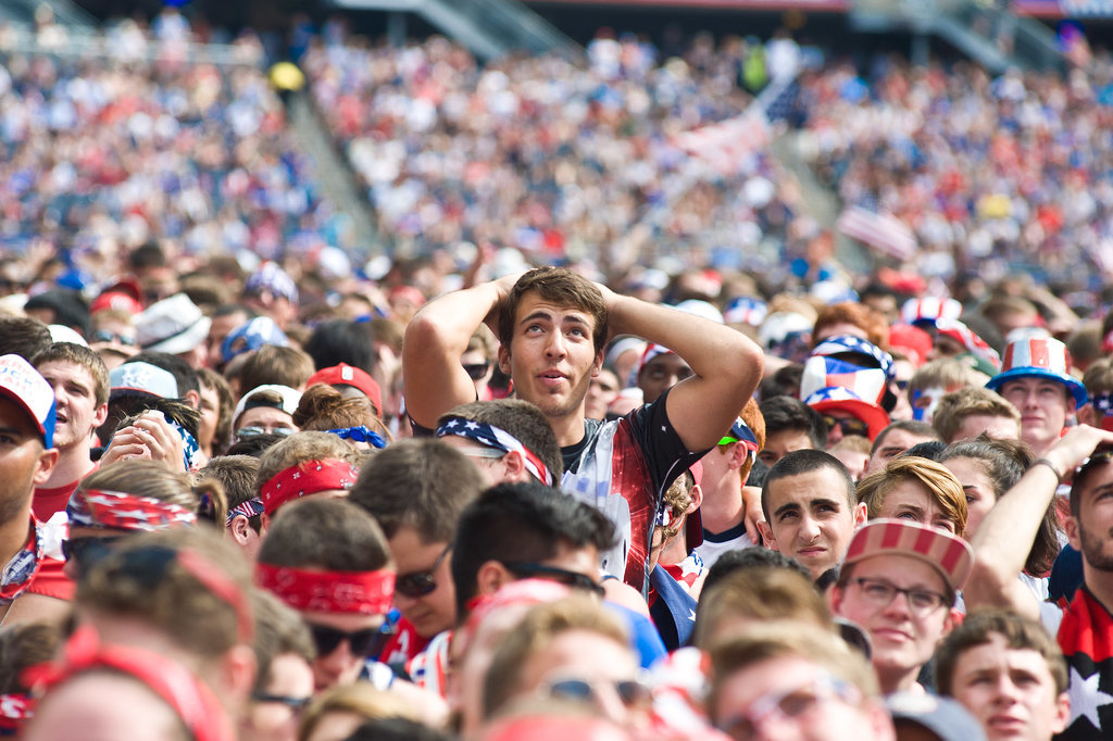 At Chicago's Soldier Field, USA fans looked anxious while watching the team play Belgium.
At Chicago's Soldier Field, USA fans looked anxious while watching the team play Belgium.