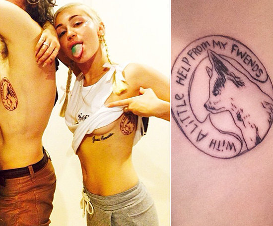 Miley Cyrus was candid about the loss of her dog, Floyd, who died in April 2014. In July, she and a group of friends paid tribute to her beloved animal by getting Floyd's image and a personal message tattooed below their arms.
Source: Instagram user mileycyrus
Miley Cyrus was candid about the loss of her dog, Floyd, who died in April 2014. In July, she and a group of friends paid tribute to her beloved animal by getting Floyd's image and a personal message tattooed below their arms.
Source: Instagram user mileycyrus