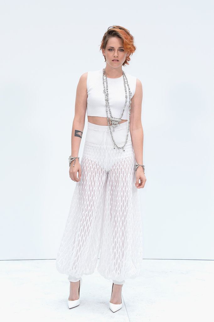 Kristen Stewart debuted her short new haircut at the Chanel show at Haute Couture Fashion Week in Paris on Tuesday. Kristen Stewart debuted her short new haircut at the Chanel show at Haute Couture Fashion Week in Paris on Tuesday.