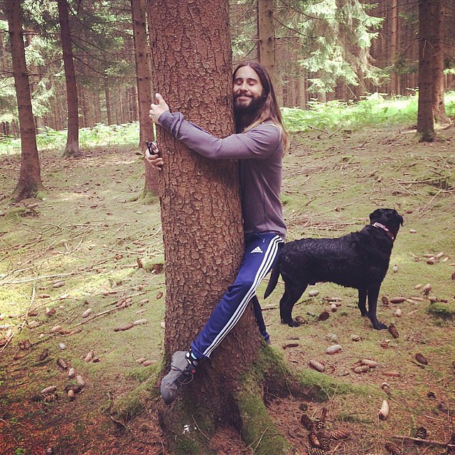 Jared Leto embraced his "tree-hugging hippie" side. Source: Instagram user jaredleto 