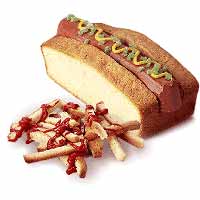 Hot dog and fries cake