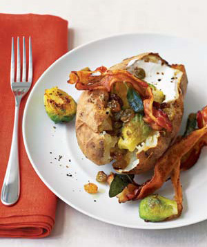 Baked Potatoes With Brussels Sprouts and Bacon Recipe Baked Potatoes With Brussels Sprouts and Bacon Recipe